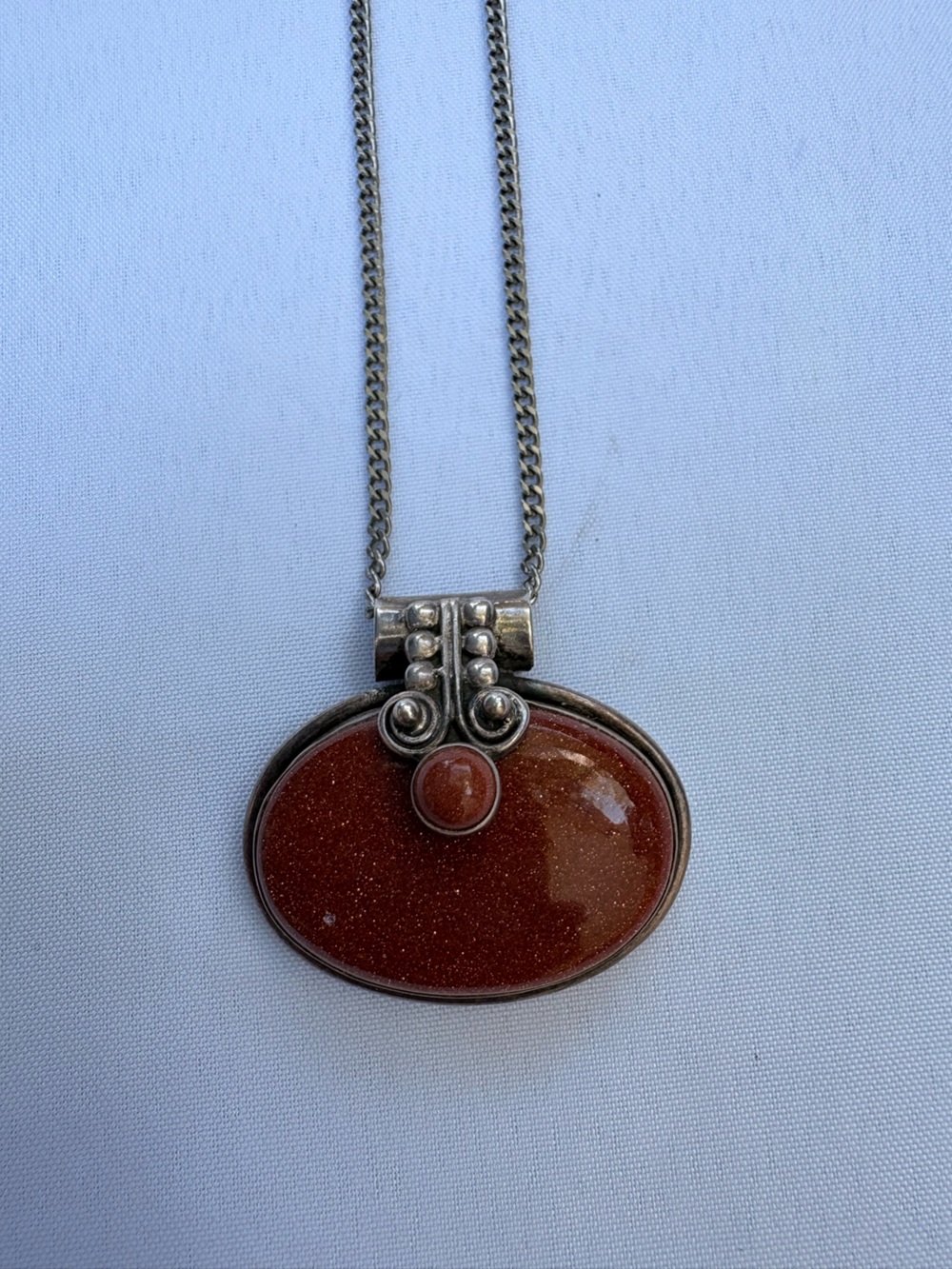 Goldstone Oval Pendant Necklace - Women's Silver-Tone Jewelry
